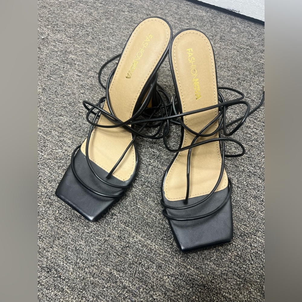 Black High Strappy Heels